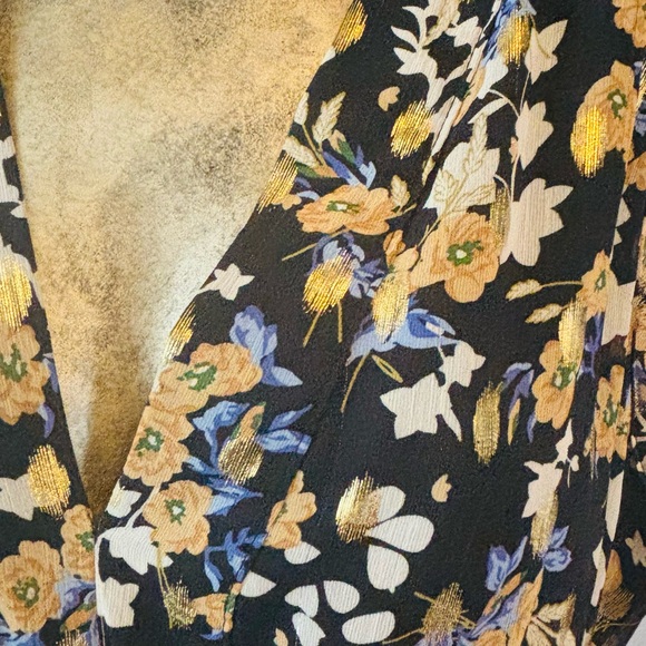 Stunning Boho maxi sundress navy floral with gold metallic detail fully lined - Picture 4 of 6